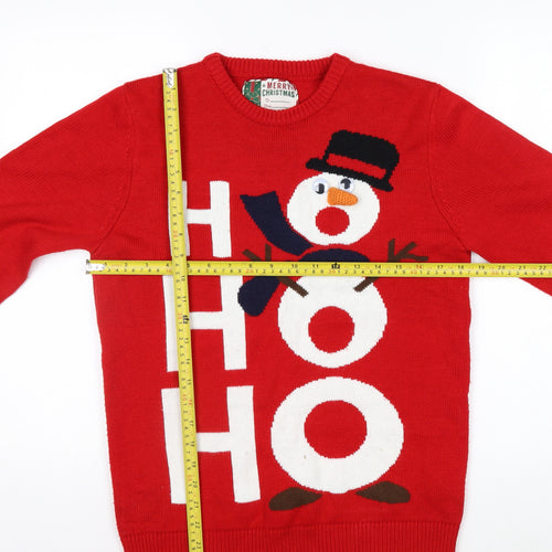 Cedar Wood State Men's Red Christmas Snowman Jumper Size S