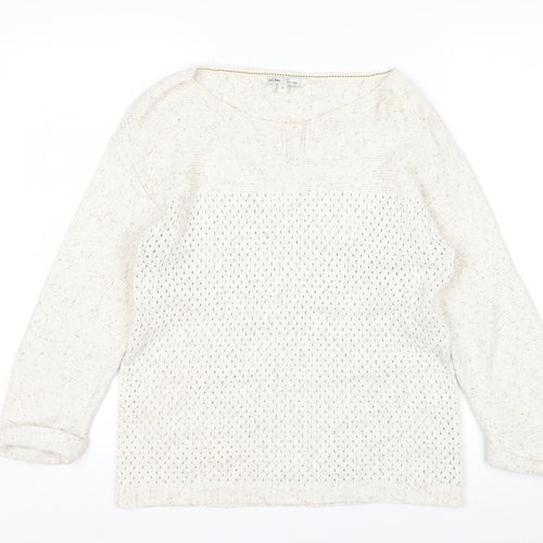 Fat Face Women's Ivory Cotton Open-Knit Jumper Size 8