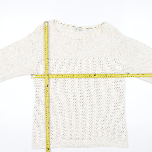 Fat Face Women's Ivory Cotton Open-Knit Jumper Size 8