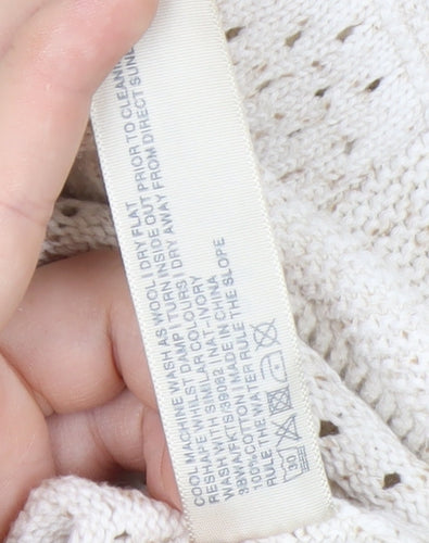 Fat Face Women's Ivory Cotton Open-Knit Jumper Size 8