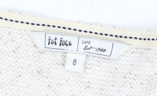 Fat Face Women's Ivory Cotton Open-Knit Jumper Size 8