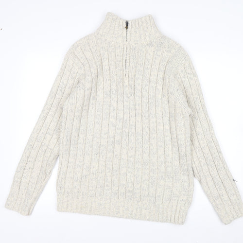 North Coast Men’s Beige 1/2 Zip Cable Knit Jumper M
