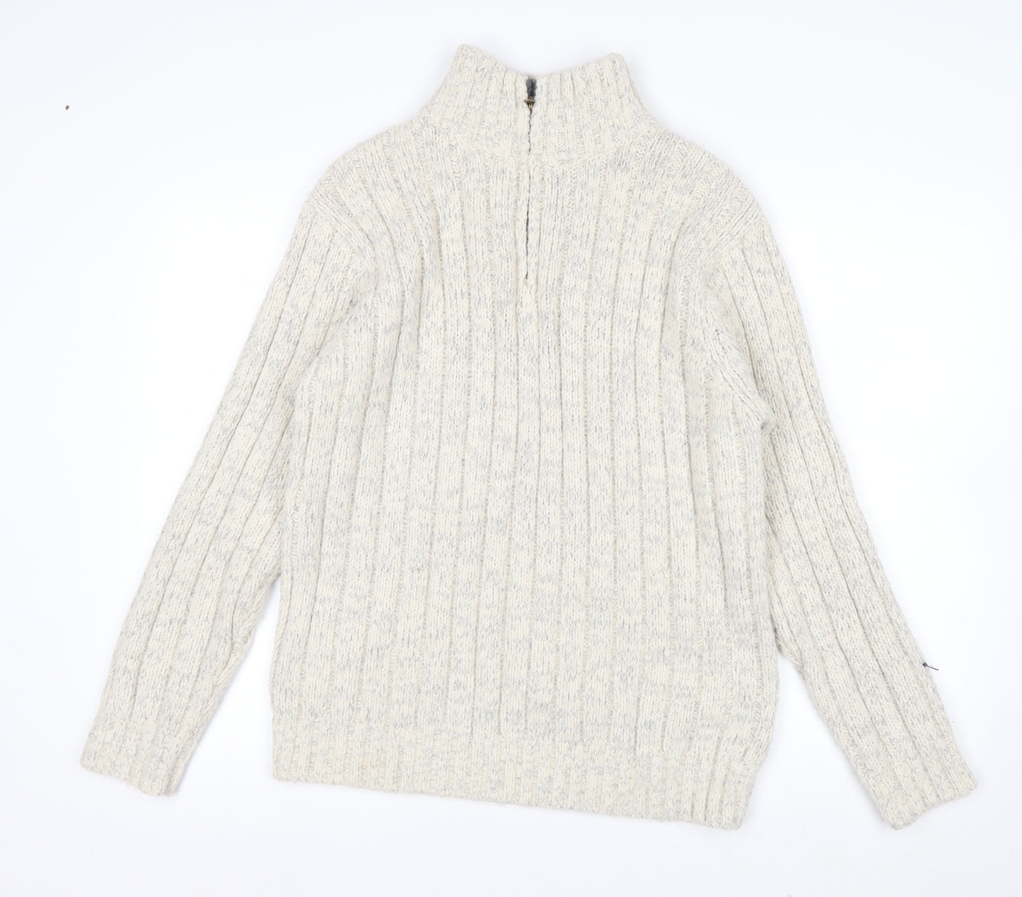 North Coast Men’s Beige 1/2 Zip Cable Knit Jumper M