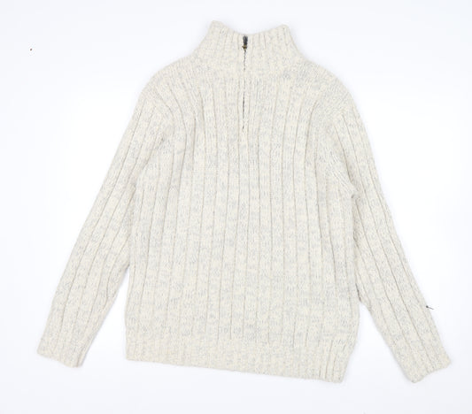 North Coast Men’s Beige 1/2 Zip Cable Knit Jumper M