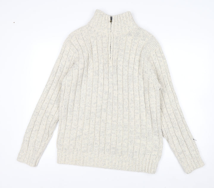 North Coast Men’s Beige 1/2 Zip Cable Knit Jumper M