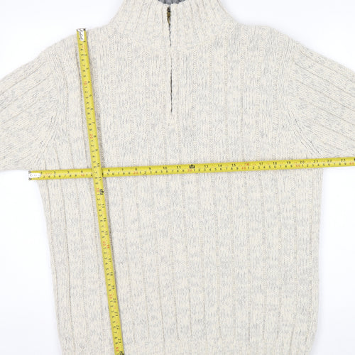 North Coast Men’s Beige 1/2 Zip Cable Knit Jumper M