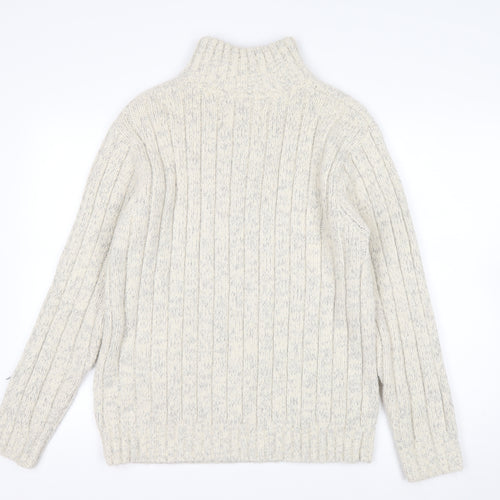 North Coast Men’s Beige 1/2 Zip Cable Knit Jumper M