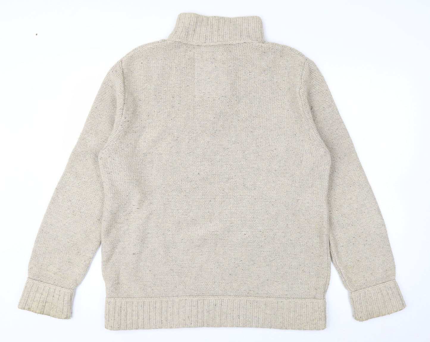 Mantaray Mens Beige Cable Knit 1/4 Zip Jumper Size M Wool Blend