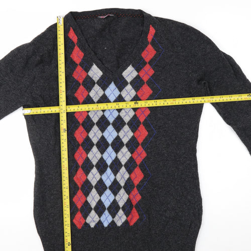 Stanfield Men's Grey Argyle Wool V-Neck Jumper XL