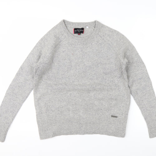 Superdry Women Grey Wool Blend Crew Neck Jumper Small