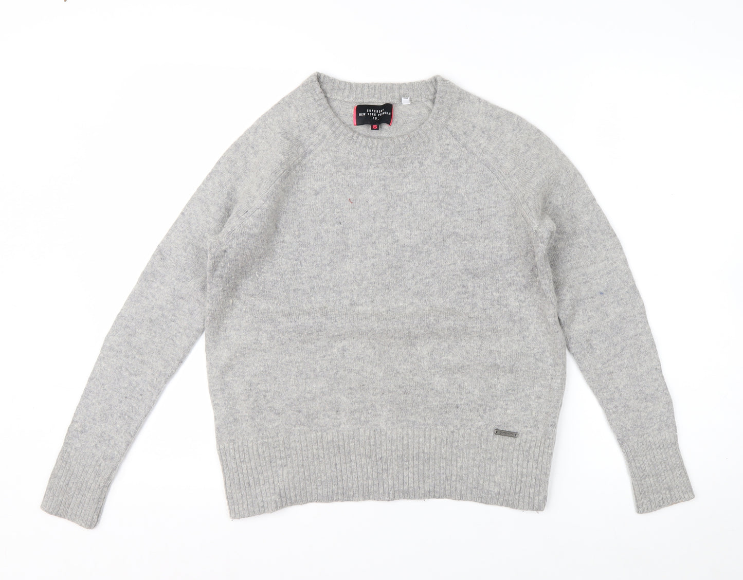 Superdry Women Grey Wool Blend Crew Neck Jumper Small