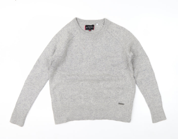 Superdry Women Grey Wool Blend Crew Neck Jumper Small