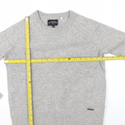 Superdry Women Grey Wool Blend Crew Neck Jumper Small