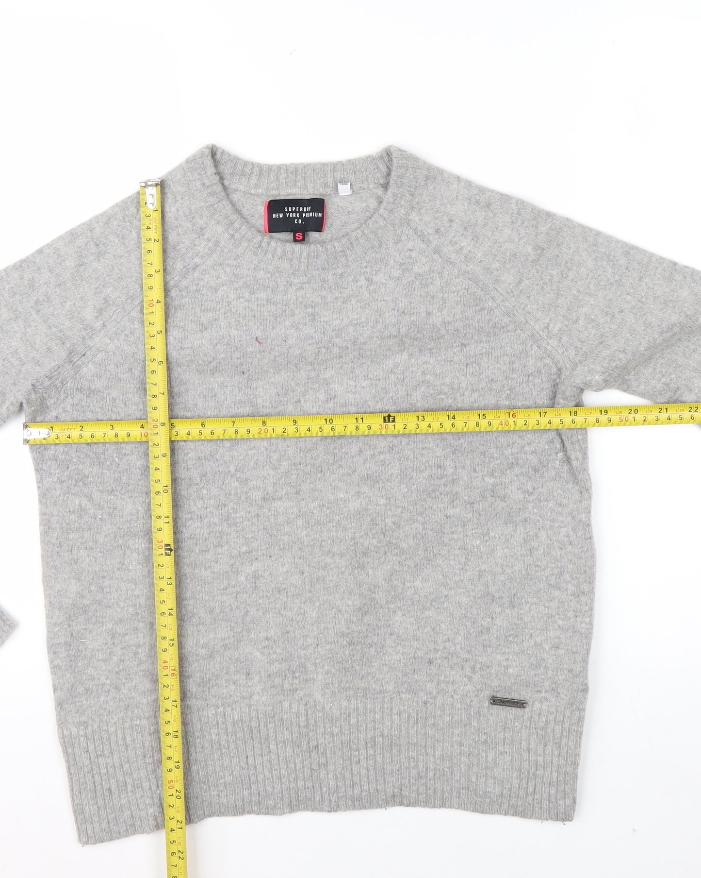 Superdry Women Grey Wool Blend Crew Neck Jumper Small