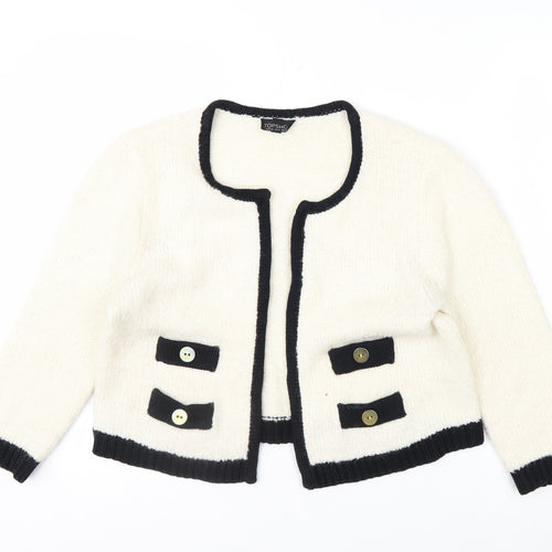 Topshop Women’s Ivory Black Trim Cardigan UK 14 Wool Blend