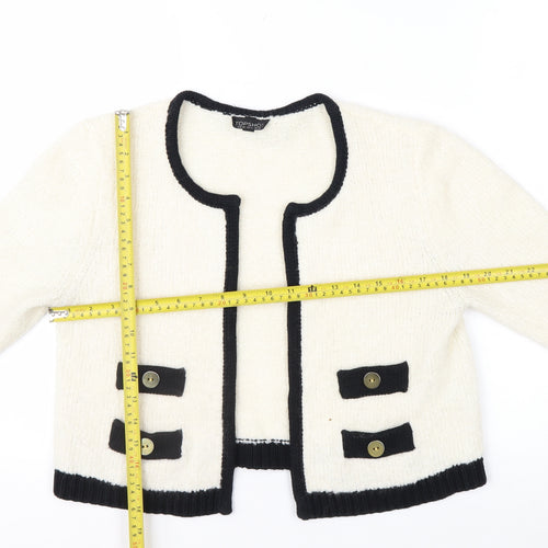Topshop Women’s Ivory Black Trim Cardigan UK 14 Wool Blend