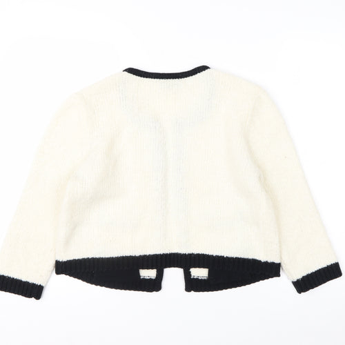 Topshop Women’s Ivory Black Trim Cardigan UK 14 Wool Blend