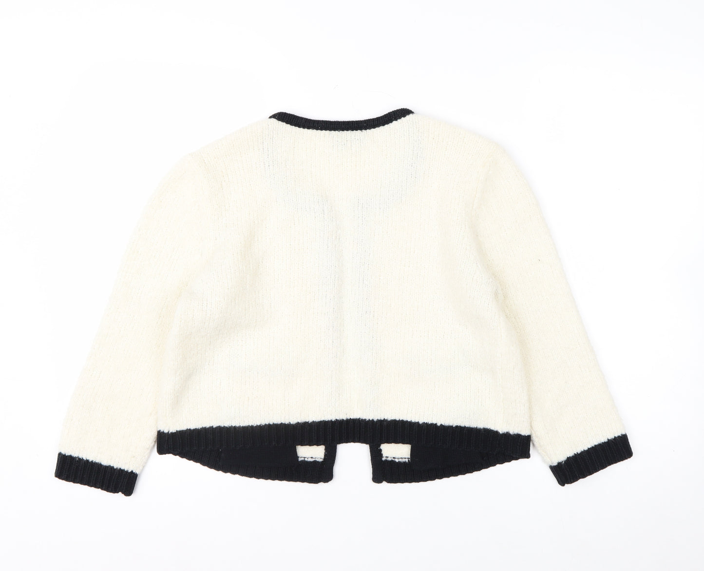Topshop Women’s Ivory Black Trim Cardigan UK 14 Wool Blend