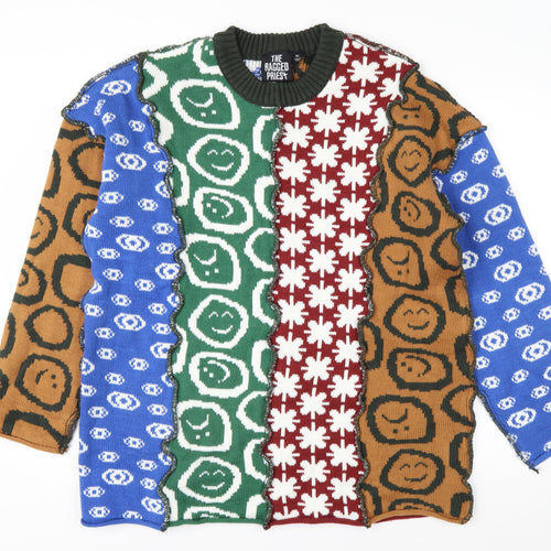 The Ragged Priest Men's Multicoloured XS Graphic Knit Pullover Jumper