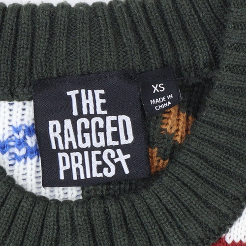 The Ragged Priest Men's Multicoloured XS Graphic Knit Pullover Jumper