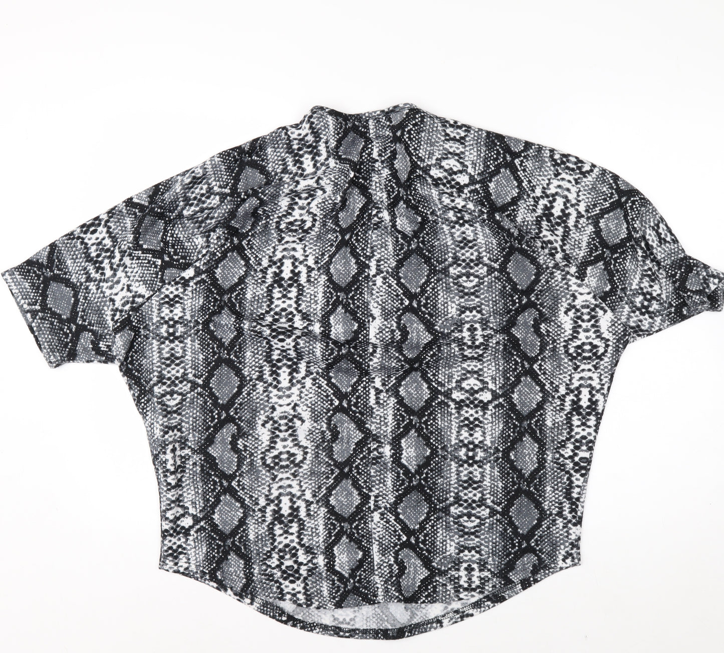 New Look Women’s Grey Snake Print Short Sleeve Zip Tunic Blouse Size M