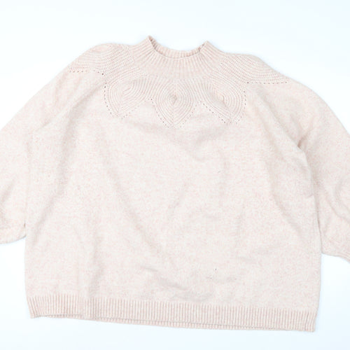 Monsoon Women Pink High Neck Relaxed Knit Jumper Size 2XL