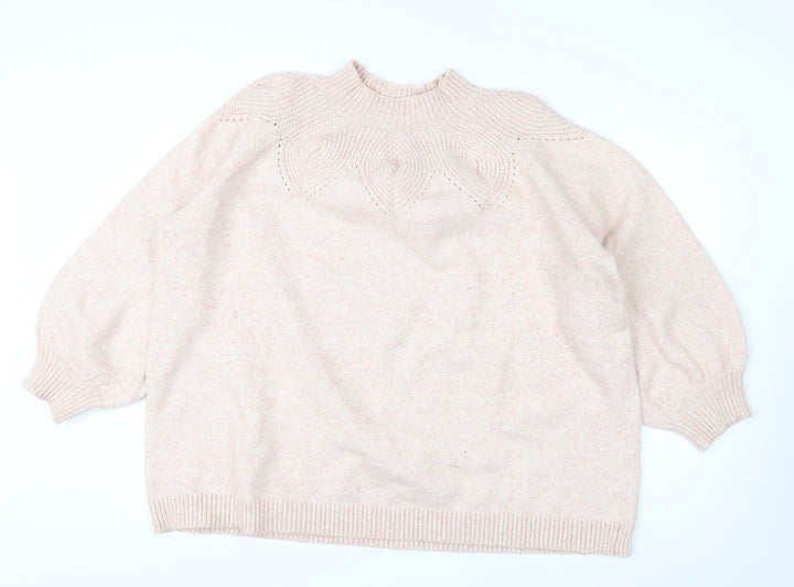 Monsoon Women Pink High Neck Relaxed Knit Jumper Size 2XL