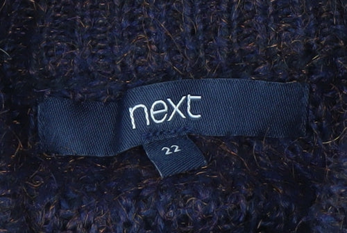 Next Women Navy Acrylic Knit Jumper UK 22 Relaxed Fit Warm Winter Pull Over