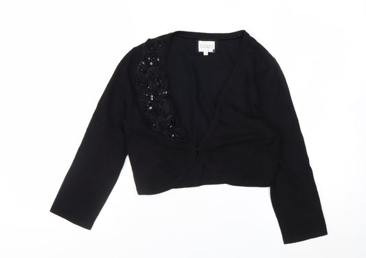 Kaliko Women's Black Size 8 Embellished Shrug Cardigan