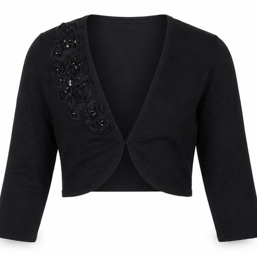 Kaliko Women's Black Size 8 Embellished Shrug Cardigan