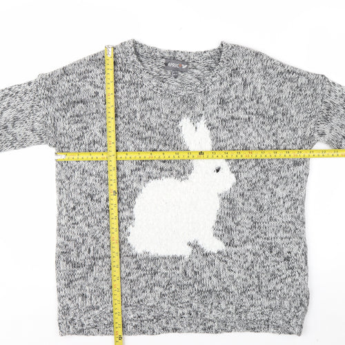 Apricot Women’s Grey Bunny Knit Jumper UK 12 Long Sleeve Pullover