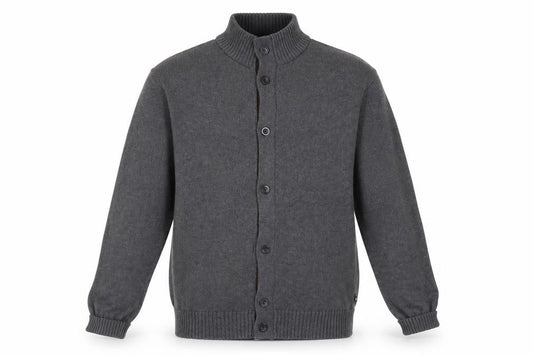 Front view of Chaps Men's Grey Cotton Button Cardigan High Neck L