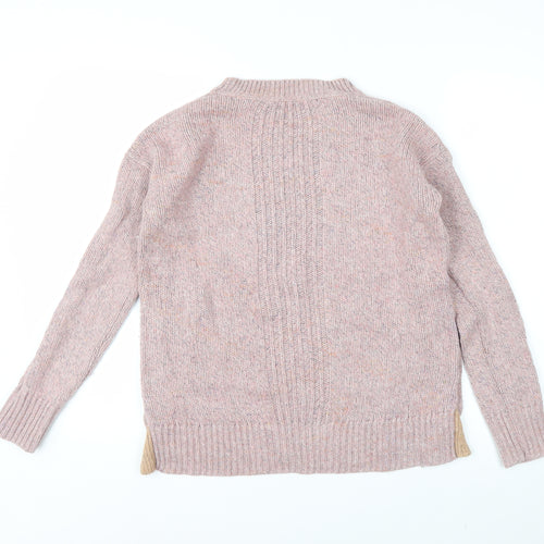 White Stuff Women's Pink Button Side Merino Wool Cotton Jumper UK 10