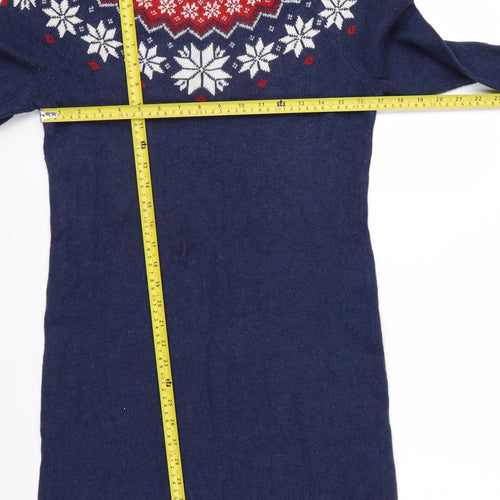 Fat Face Women Blue Fair Isle Long Sleeve Winter Pullover Jumper Size 10