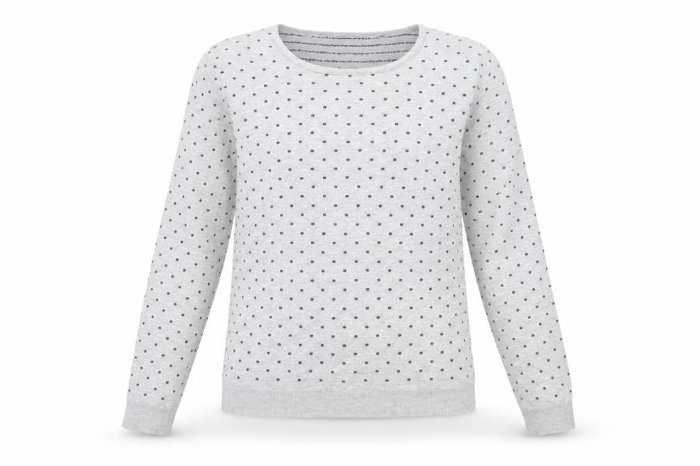 Mango Women Grey Polka Dot Crew Neck Long Sleeve Pullover Jumper Size 12