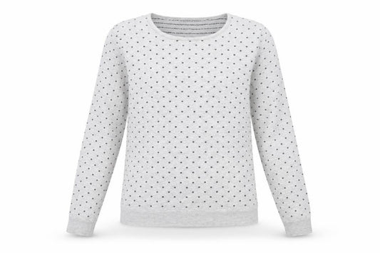 Front view of Mango Women Grey Polka Dot Crew Neck Long Sleeve jumper, size 12