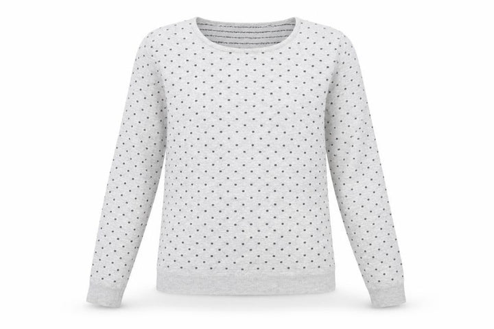 Mango Women Grey Polka Dot Crew Neck Long Sleeve Pullover Jumper Size 12