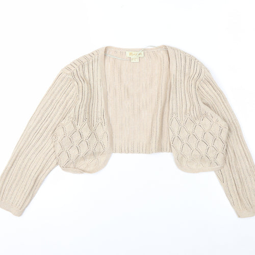 Monsoon Women Beige Cotton Knit Shrug Cardigan Size 10