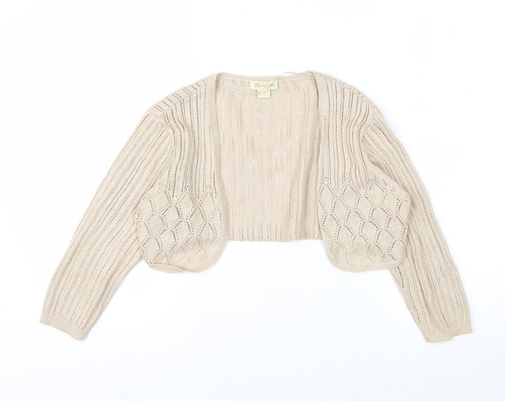 Monsoon Women Beige Cotton Knit Shrug Cardigan Size 10