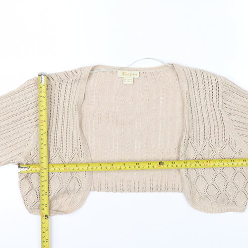 Monsoon Women Beige Cotton Knit Shrug Cardigan Size 10