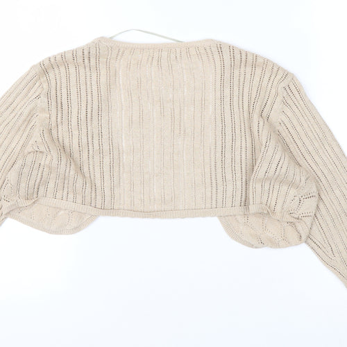 Monsoon Women Beige Cotton Knit Shrug Cardigan Size 10