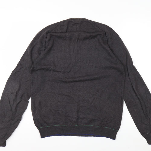 White Stuff Men's Grey Linen Cotton Henley Jumper Size S