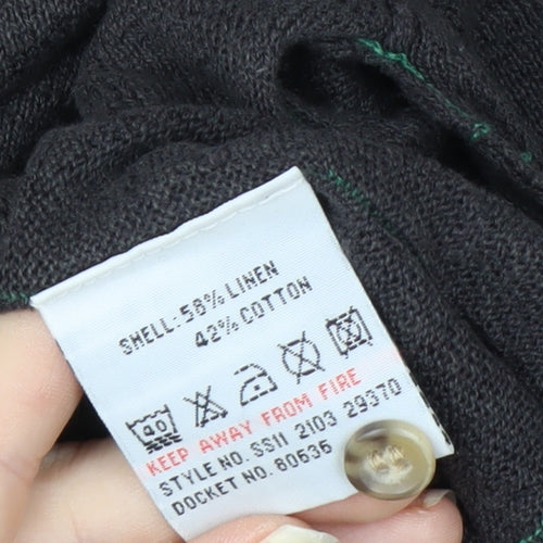 White Stuff Men's Grey Linen Cotton Henley Jumper Size S