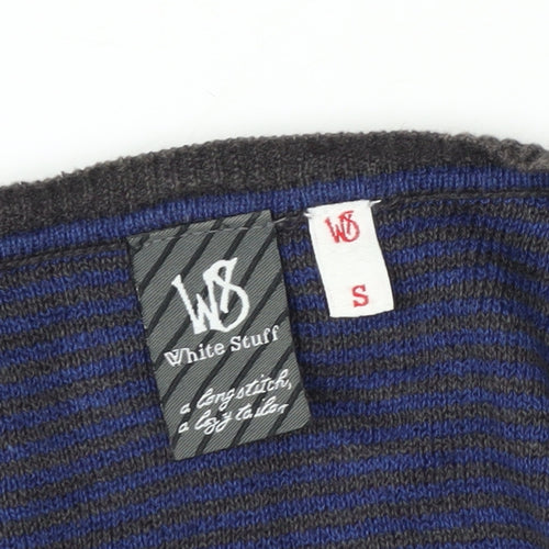 White Stuff Men's Grey Linen Cotton Henley Jumper Size S