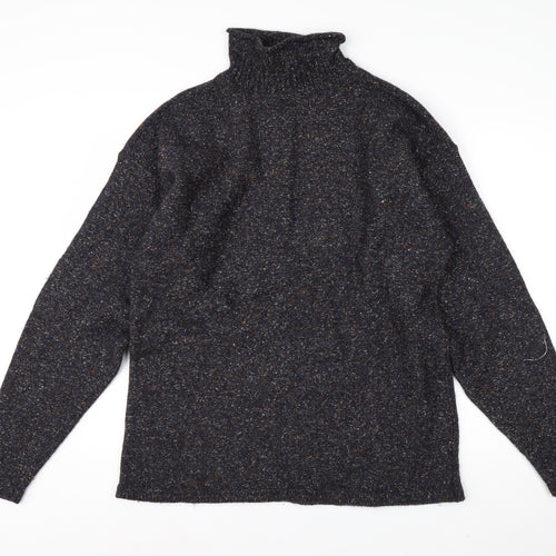 The Look Men's Blue Wool Silk Roll Neck Jumper Size L
