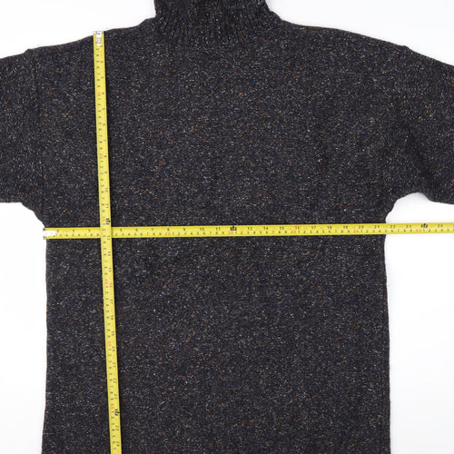 The Look Men's Blue Wool Silk Roll Neck Jumper Size L