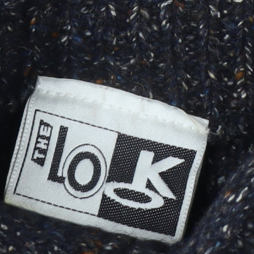 The Look Men's Blue Wool Silk Roll Neck Jumper Size L