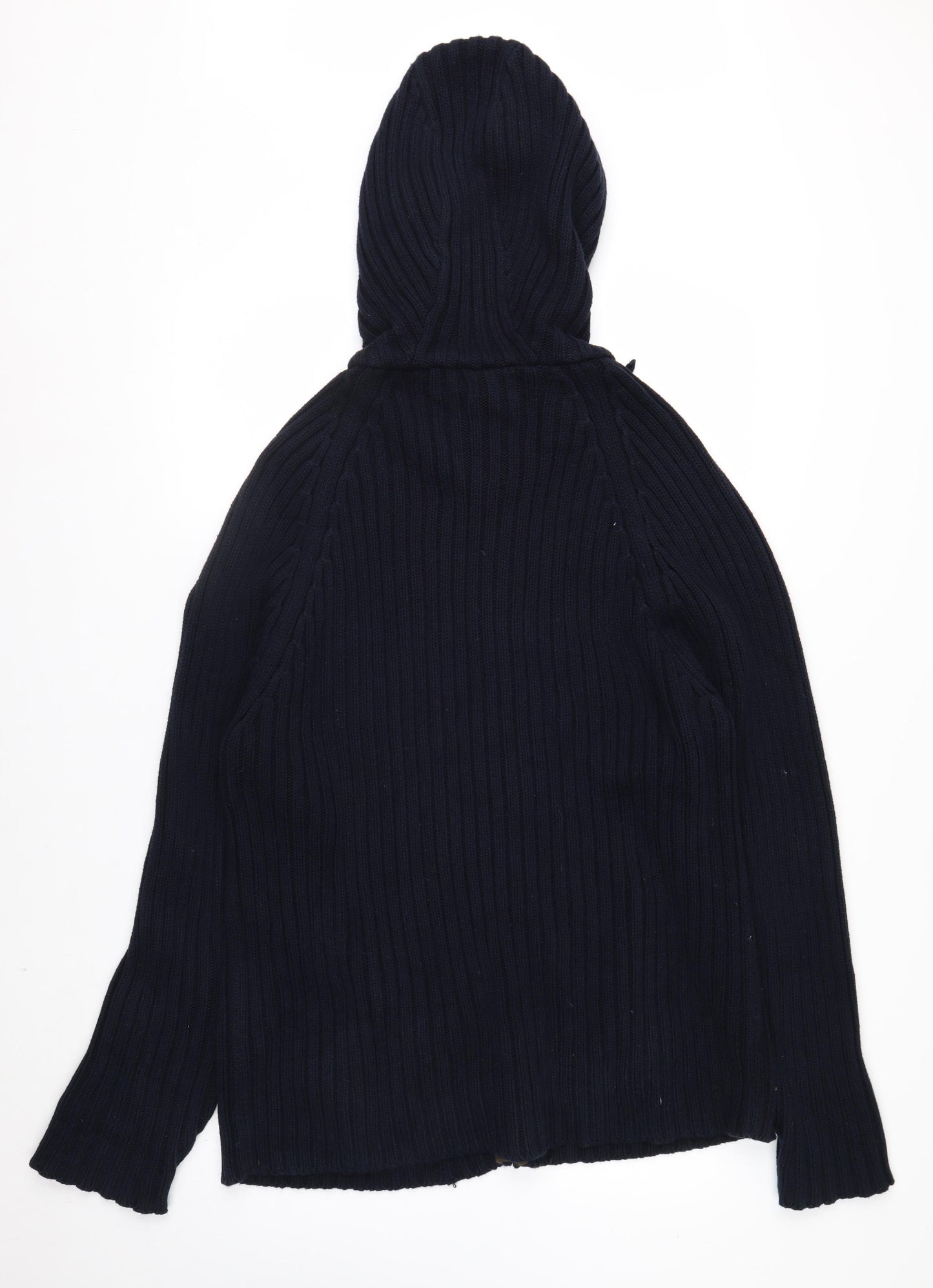 Schott NYC Men's Blue XL Full Zip Hooded Cotton Jumper