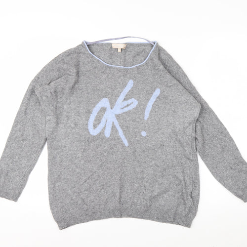 Benedetta B Womens Grey 'OK!' Crew Neck Wool Cashmere Jumper XL
