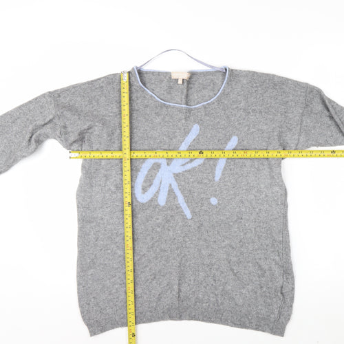 Benedetta B Womens Grey 'OK!' Crew Neck Wool Cashmere Jumper XL